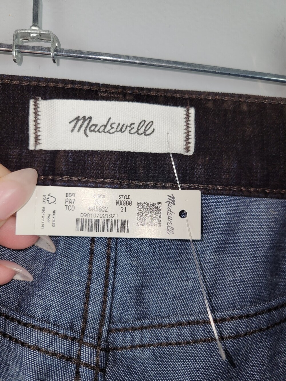 NWT Madewell Size 31 Brown Velvet Cleo Straight-Leg Jeans - Picture 7 of 8
